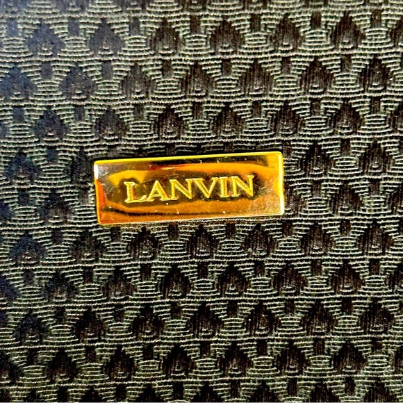 LANVIN Monogrammed Cosmetic Bag Black Zippered Pouch Clutch - Picture 4 of 5